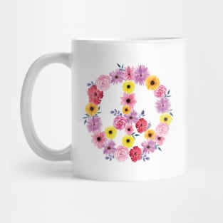 Flowers Peace Symbol Mug